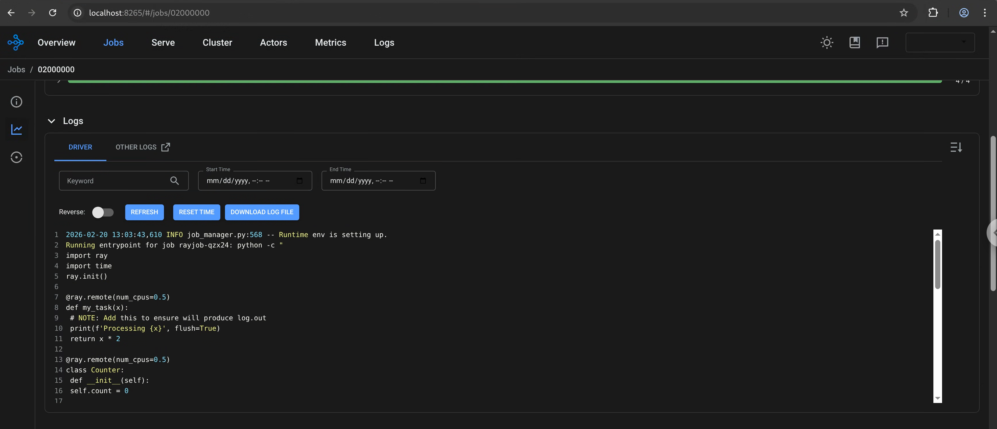 History Server RayCluster Logs