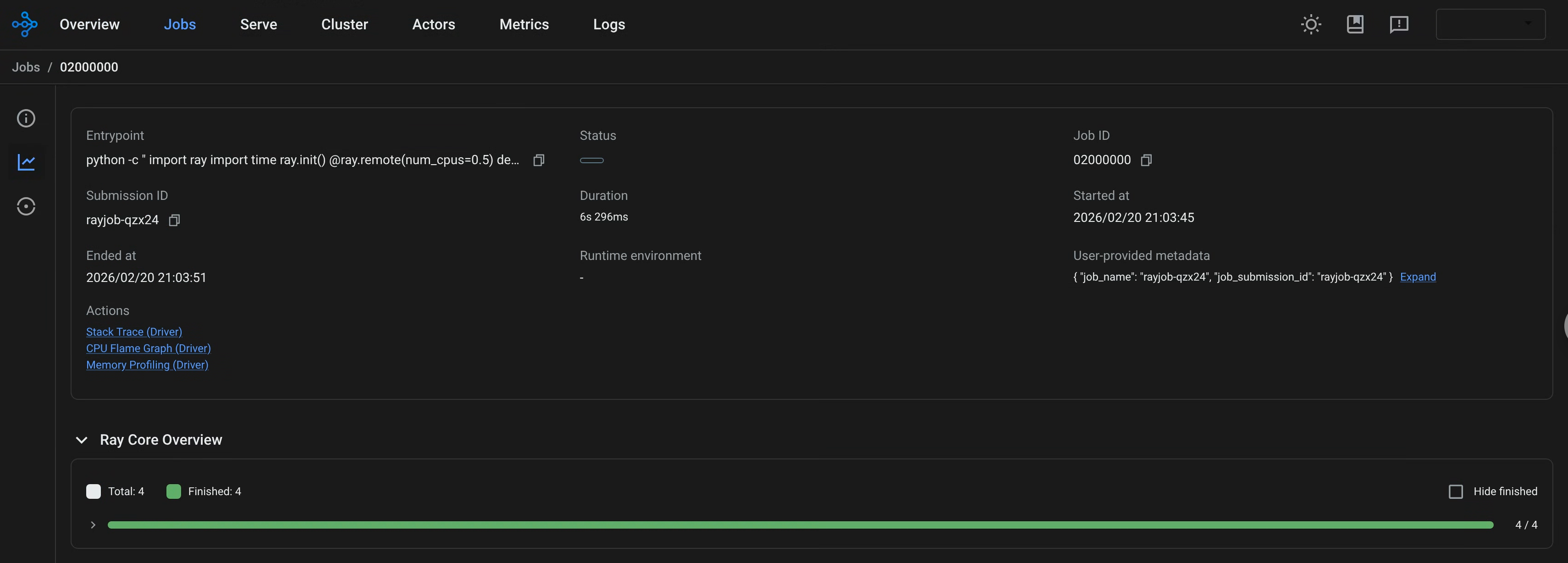 History Server RayCluster Status