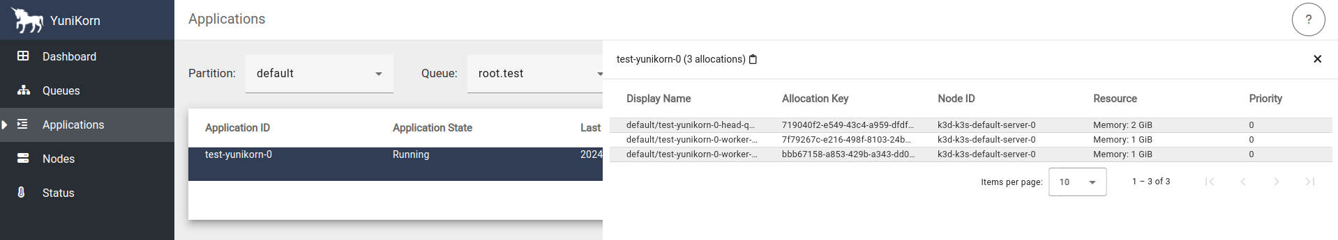 Apache YuniKorn dashboard